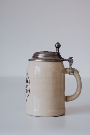 Stone jug with pewter lid replica