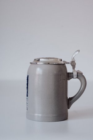 Stone jug with pewter lid